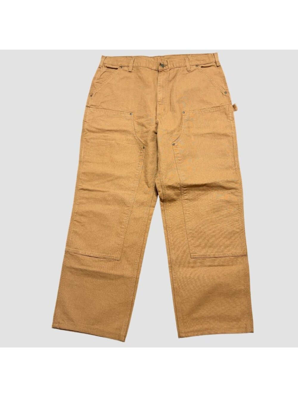 Carhartt Loose Straight Pants 38x32 Washed Duck Double Knee Dungaree B136 Brown
